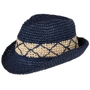 Myrtle Beach Letní pánský klobouk MB6702 - Tmavě modrá / slámová | S/M