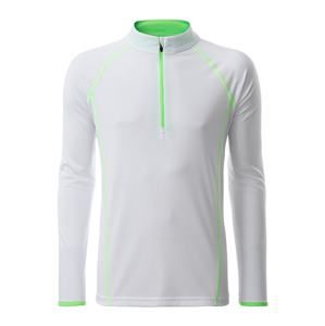 James & Nicholson Pánské funkční tričko s dlouhým rukávem JN498 - Bílá / jasně zelená | XL