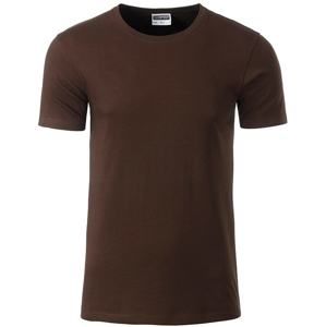 James & Nicholson Klasické pánské tričko z biobavlny 8008 - Hnědá | L