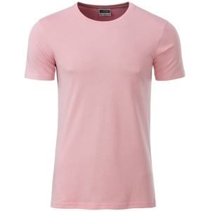 James & Nicholson Klasické pánské tričko z biobavlny 8008 - Jemně růžová | L