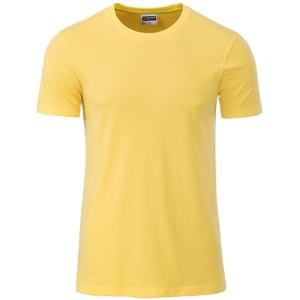 James & Nicholson Klasické pánské tričko z biobavlny 8008 - Světle žlutá | L