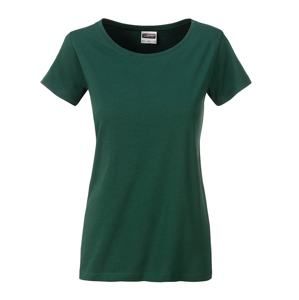 James & Nicholson Klasické dámské tričko z biobavlny 8007 - Tmavě zelená | S