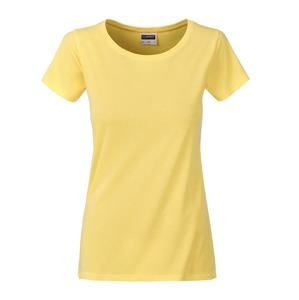 James & Nicholson Klasické dámské tričko z biobavlny 8007 - Světle žlutá | S