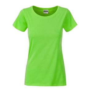 James & Nicholson Klasické dámské tričko z biobavlny 8007 - Limetkově zelená | S