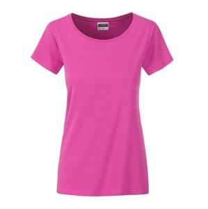 James & Nicholson Klasické dámské tričko z biobavlny 8007 - Růžová | L