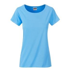 James & Nicholson Klasické dámské tričko z biobavlny 8007 - Nebesky modrá | S
