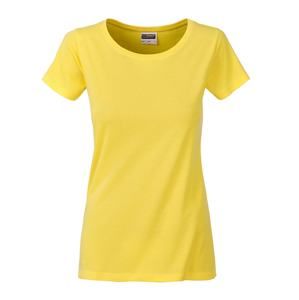 James & Nicholson Klasické dámské tričko z biobavlny 8007 - Žlutá | XS