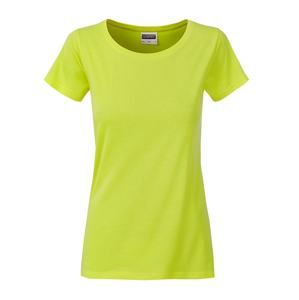 James & Nicholson Klasické dámské tričko z biobavlny 8007 - Žlutozelená | XXL
