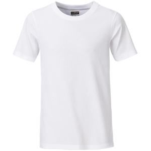 James & Nicholson Klasické chlapecké tričko z biobavlny 8008B - Bílá | XS