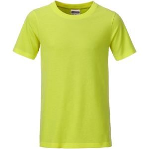 James & Nicholson Klasické chlapecké tričko z biobavlny 8008B - Žlutozelená | XS