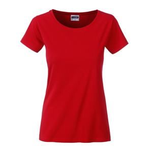 James & Nicholson Klasické dámské tričko z biobavlny 8007 - Červená | M