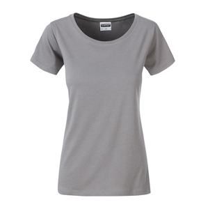 James & Nicholson Klasické dámské tričko z biobavlny 8007 - Ocelově šedá | M