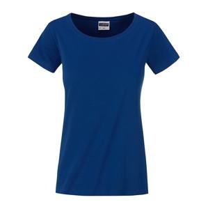 James & Nicholson Klasické dámské tričko z biobavlny 8007 - Tmavá královská modrá | XXL