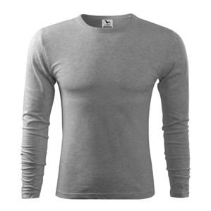 MALFINI Pánské tričko s dlouhým rukávem Fit-T Long Sleeve - Tmavě šedý melír | L