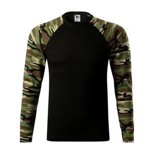 MALFINI Maskáčové tričko s dlouhým rukávem Camouflage LS - Maskáčová hnědá | XXL